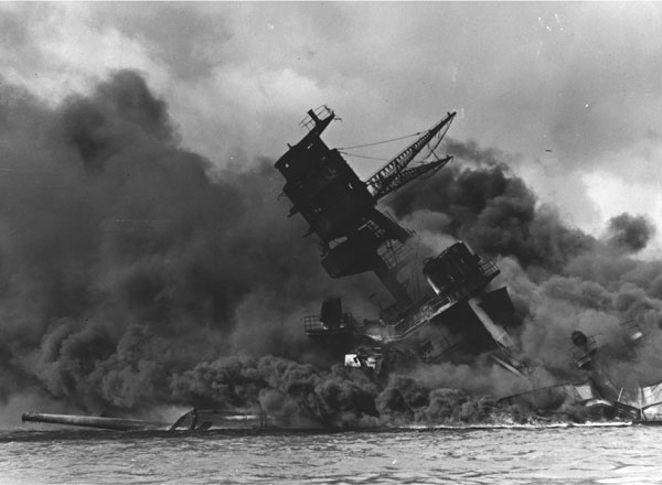 USS Arizona Sinking at Pearl Harbor